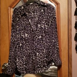 Express Portofino Snow Leopard Blouse